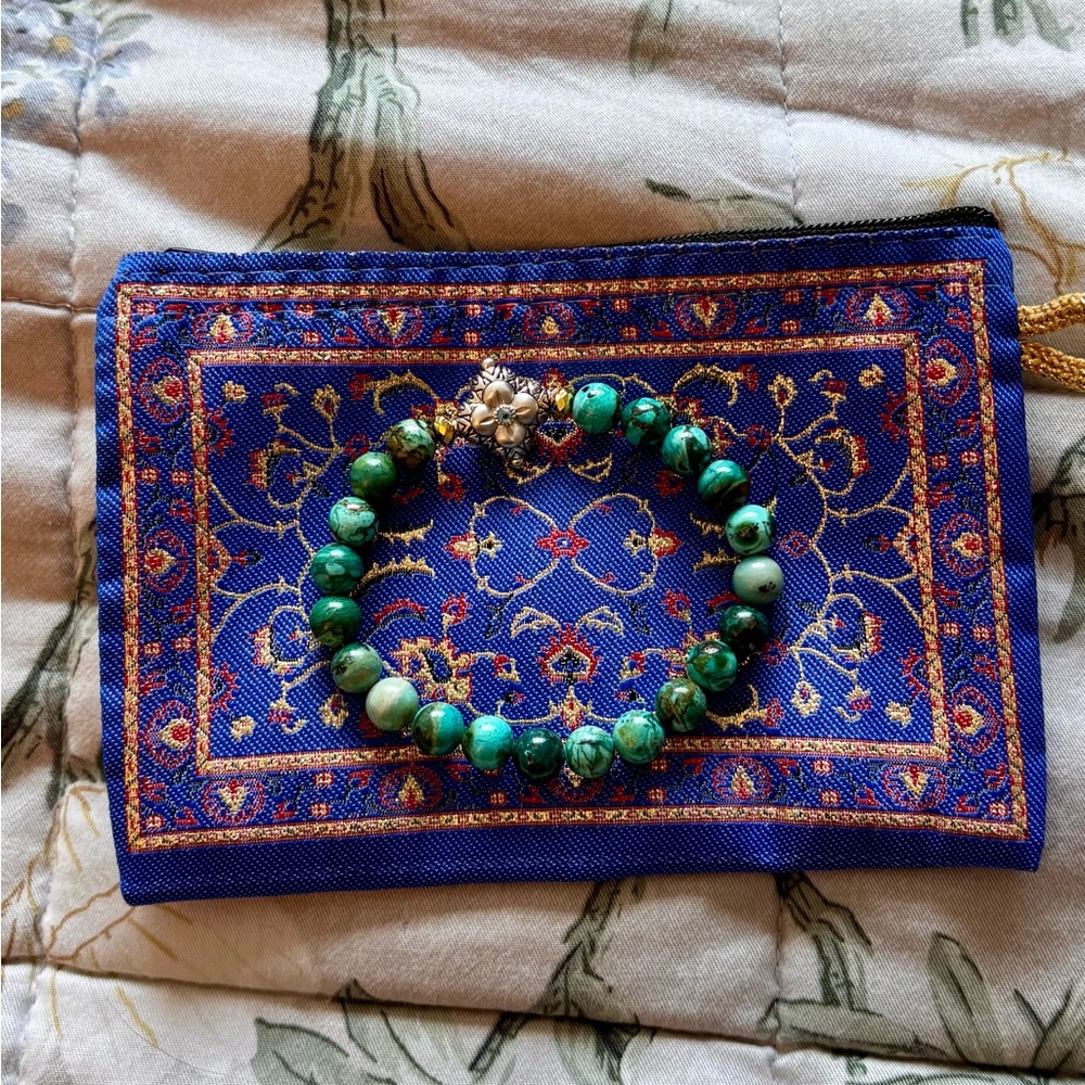 Barbara Bixby Sterling Silver Chrysocolla, Pyrite & Blue Topaz Stretch Bracelet